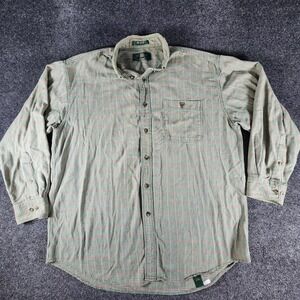 VTG Orvis Button Down Plaid Shirt Men's Large Rustic Chambray Fishing